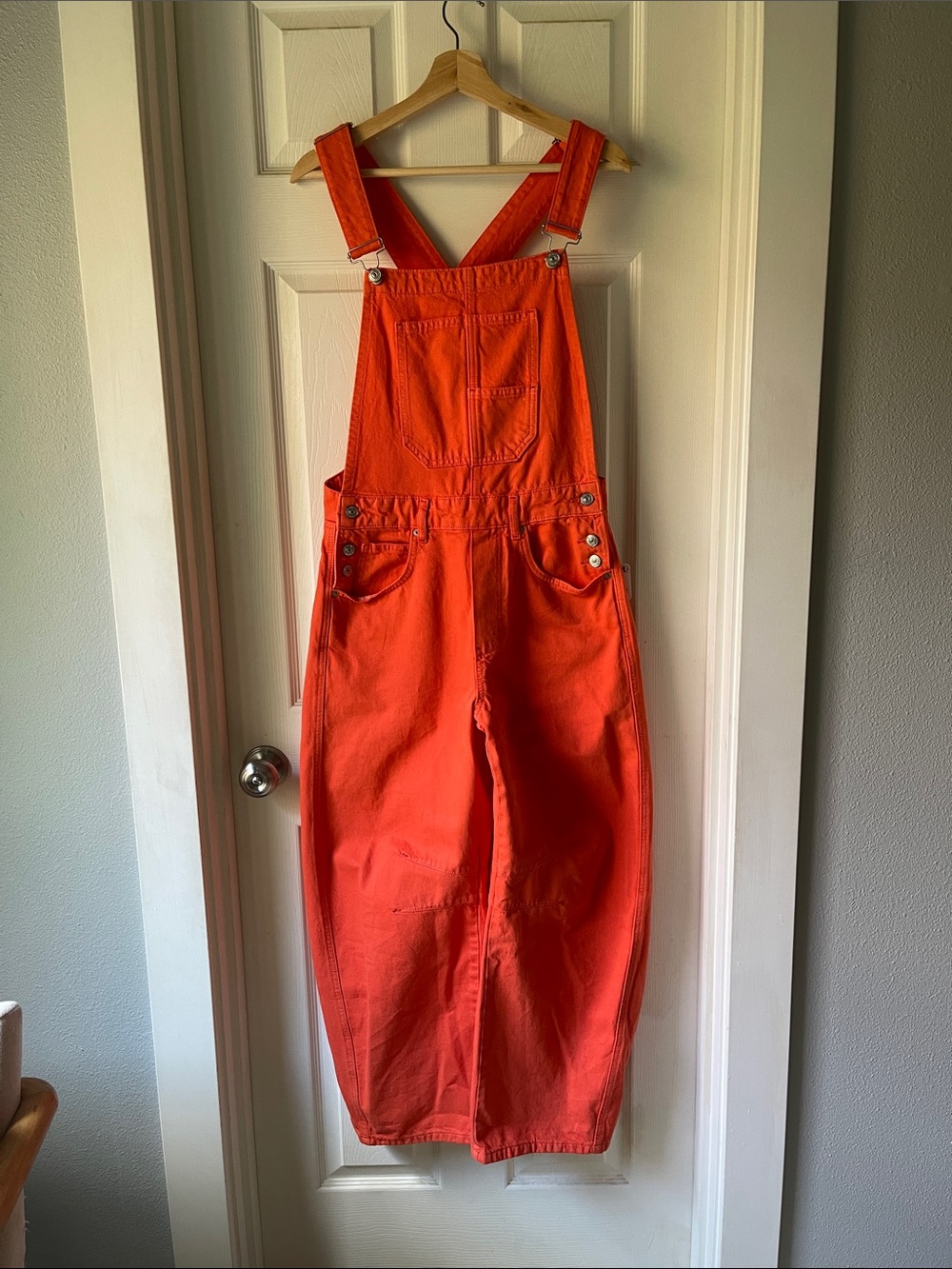 Free People Good Luck Barrel Overalls in Spicy (orange) Size S NWT